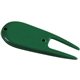 a green plastic golf divot tool