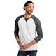aerial view a black heather/ white new era(r) sueded cotton blend 3/4- sleeve baseball raglan tee, image 1 of 5