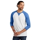 aerial view a royal heather/ white new era(r) sueded cotton blend 3/4- sleeve baseball raglan tee, image 1 of 5