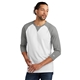 aerial view a shadow grey heather/ white new era(r) sueded cotton blend 3/4- sleeve baseball raglan tee, image 1 of 5