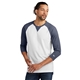 aerial view a true navy heather/ white new era(r) sueded cotton blend 3/4- sleeve baseball raglan tee, image 1 of 5