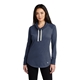aerial view a true navy heather new era (r) womens sueded cotton blend cowl tee, image 1 of 6