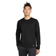 aerial view a black solid new era(r) series performance long sleeve crew tee, image 1 of 5