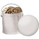 a white 1 gallon gift tin with cookies