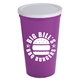 a white lid & violet cup 22 oz stadium cup with no - hole cover
