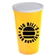 a white lid & yellow cup 22 oz stadium cup with no - hole cover