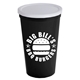 a white lid & black cup 22 oz stadium cup with no - hole cover