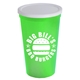 a white lid & lime green cup 22 oz stadium cup with no - hole cover