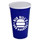 a white lid & navy blue cup 22 oz stadium cup with no - hole cover