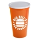 a white lid & orange cup 22 oz stadium cup with no - hole cover