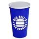 a white lid & royal blue cup 22 oz stadium cup with no - hole cover