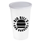 a white lid & white cup 22 oz stadium cup with no - hole cover