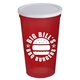 a white lid & translucent red cup 22 oz stadium cup with no - hole cover