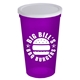 a white lid & translucent violet cup 22 oz stadium cup with no - hole cover