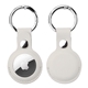 aerial view a white quickship genuine leather apple airtag protector, image 1 of 5