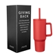 aerial view a red 40 oz aws jackson intrepid stainless steel tumbler, image 1 of 3