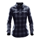 aerial view a black/navy plaid stormtech(r) logan womens snap front shirt, image 1 of 3