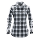 aerial view a black/titanium plaid stormtech(r) logan womens snap front shirt, image 1 of 3