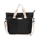 aerial view a black with natural abroad traveler tote bag, image 1 of 2