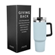 aerial view a light blue 40 oz aws intrepid stainless steel tumbler, image 1 of 3