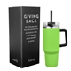 aerial view a lime green 40 oz aws intrepid stainless steel tumbler, image 1 of 3
