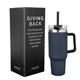 aerial view a navy 40 oz aws intrepid stainless steel tumbler, image 1 of 3