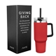 aerial view a red 40 oz aws intrepid stainless steel tumbler, image 1 of 3
