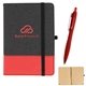 aerial view a group of eco - friendly rpet journal and pen set, image 1 of 2
