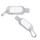 aerial view a clear 2 oz hand sanitizer gel with carabiner, image 1 of 2