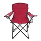 aerial view a red rpet folding chair with carrying strap, image 1 of 2