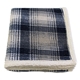 aerial view a blue plaid cottage plaid polar fleece and lambswool throw, image 1 of 5