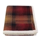 aerial view a red plaid cottage plaid polar fleece and lambswool throw, image 1 of 5