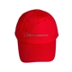 aerial view a red cotton twill economy cap, image 1 of 2