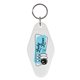 a white diamond - shaped hotel keytag