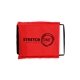 aerial view a red fabric exercise band with pouch, image 1 of 2