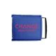 a blue fabric exercise band with pouch