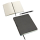 aerial view a black seminar soft - cover journal with pen, image 1 of 2