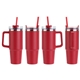 aerial view a red medina 30 oz vacuum insulated stainless steel mug, image 1 of 2