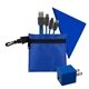 aerial view a blue trendy miami cloth tech set with usb - c charging cable, image 1 of 2