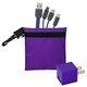 aerial view a purple trendy miami cloth tech set with usb - c charging cable, image 1 of 2