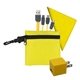 aerial view a yellow trendy miami cloth tech set with usb - c charging cable, image 1 of 2