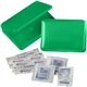 a green portable first aid kit