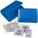 a blue portable first aid kit
