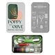 a assorted color accessories in a gray and white tin on the go mini sewing kit