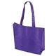 aerial view a purple non woven textured tote bag - full color, image 1 of 2