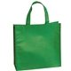 aerial view a green textured non woven tote bag, image 1 of 2