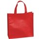 aerial view a red textured non woven tote bag, image 1 of 2