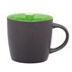 aerial view a black/green 12 oz ceramic coffee mug - two tone, image 1 of 2