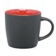 aerial view a black/red 12 oz ceramic coffee mug - two tone, image 1 of 2