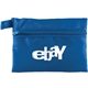 aerial view a blue full color deluxe golf kit in zippered pouch, image 1 of 2